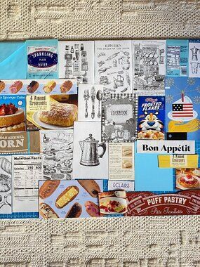 Foodie Junk Journal Kit – Curated Ephemera Pack - Blue